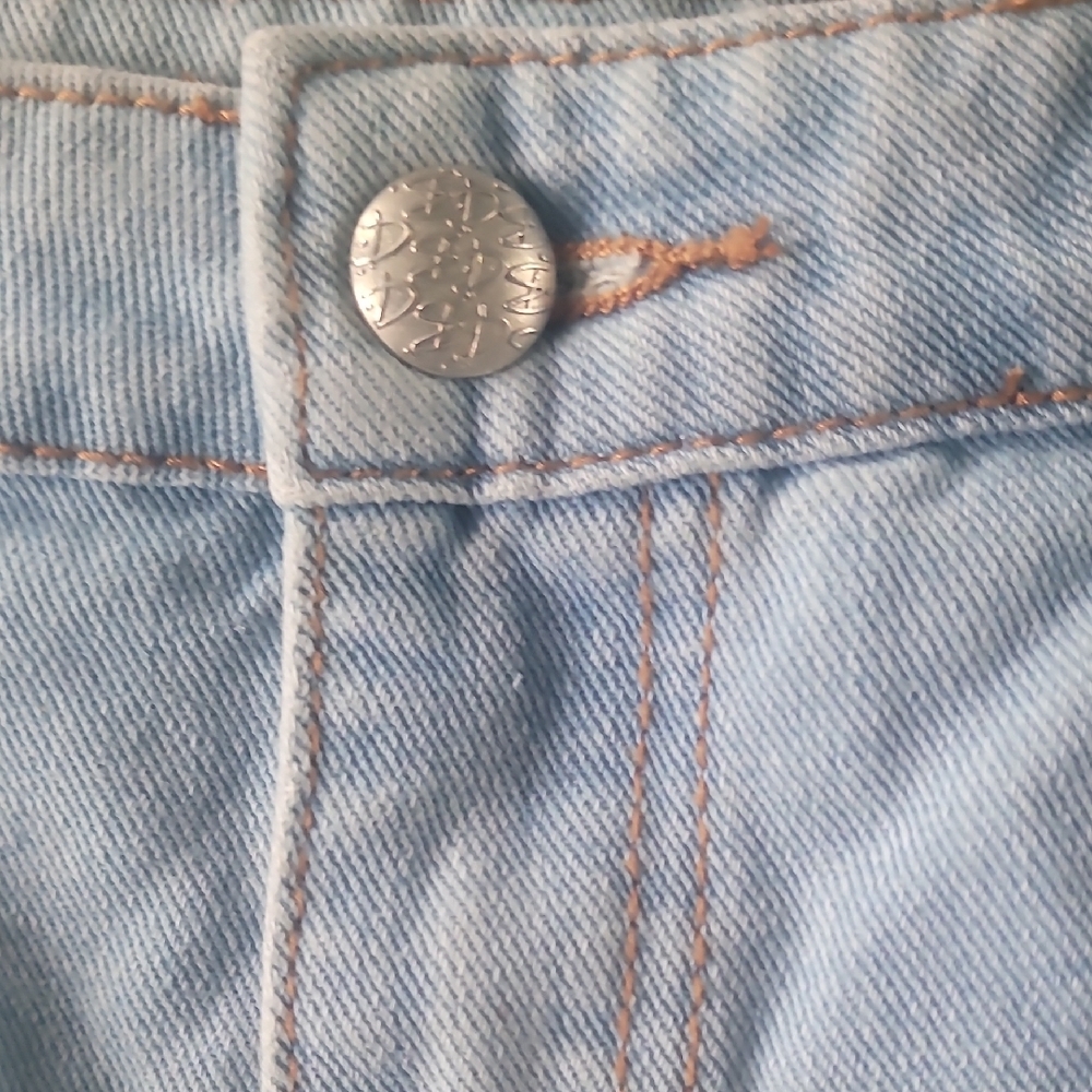 Light Blue Distressed Denim Shorts - Picture 3 of 16